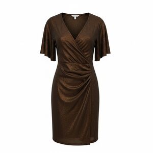 Fanco Brown Metallic Glitter Dress